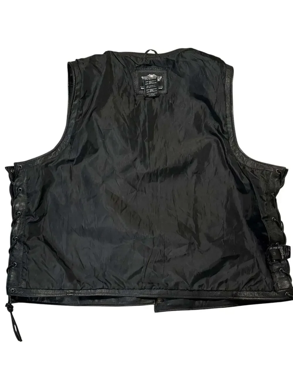 Harley-Davidson Men's 3XL Black Leather Lace Side Vest Cowhide 98103-02VM